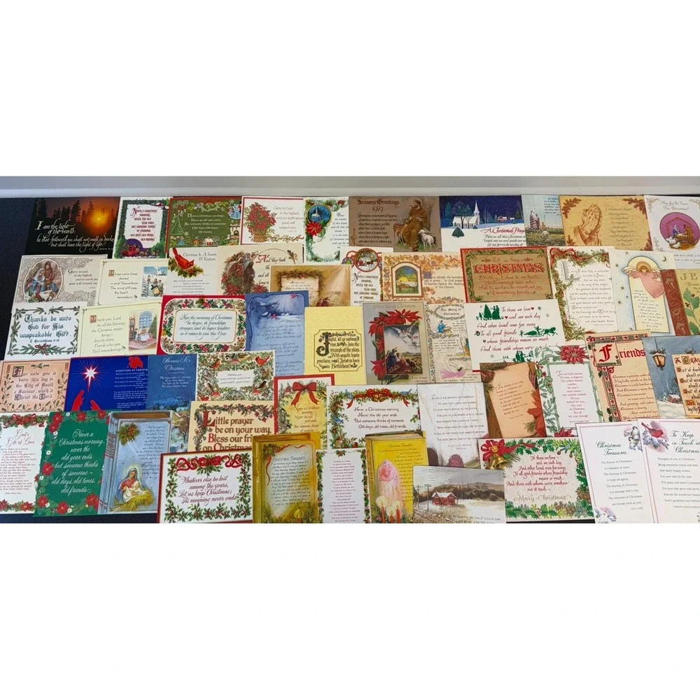 Vintage Christmas Cards Fronts ONLY Bible  Verses More Scrapbooking Crafts 50+